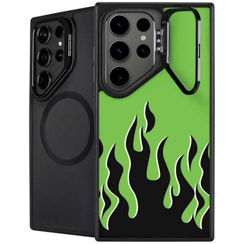 Green Flames Galaxy Cases